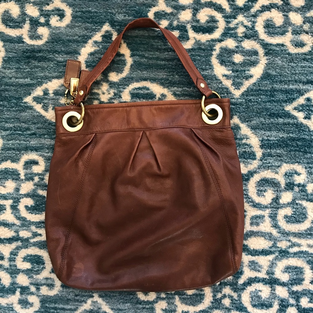 Coach leather crossbody / handbag chestnut brown - Picture 4 of 8